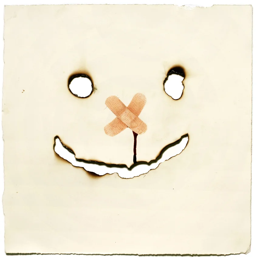 "Boo-Boo" pencil, colored pencil, blood on paper, 15" x 15", 2007