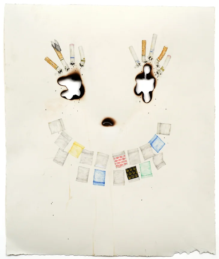 "The Ghost of Christmas Past" pencil, colored pencil, acrylic, beer on paper, 18" x 15", 2008