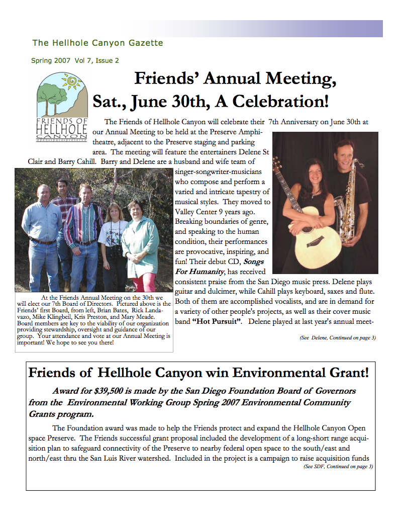 June 2007 Newsletter: Annual Meeting, Delene & Cahill