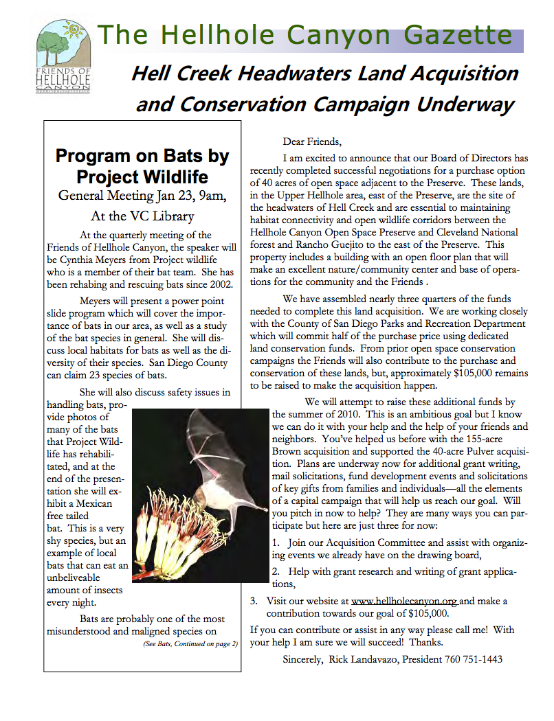 January 2010 Newsletter: Hellcreek Headwaters Land Acquisition