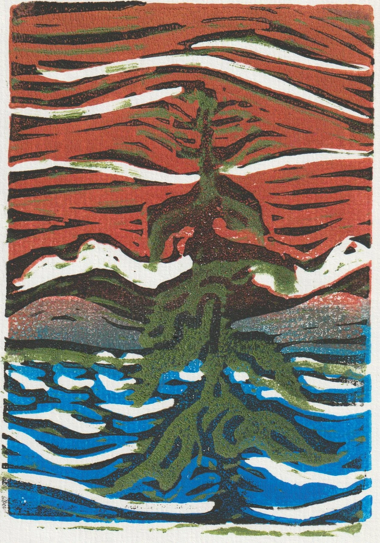  Reduction Lino Print 