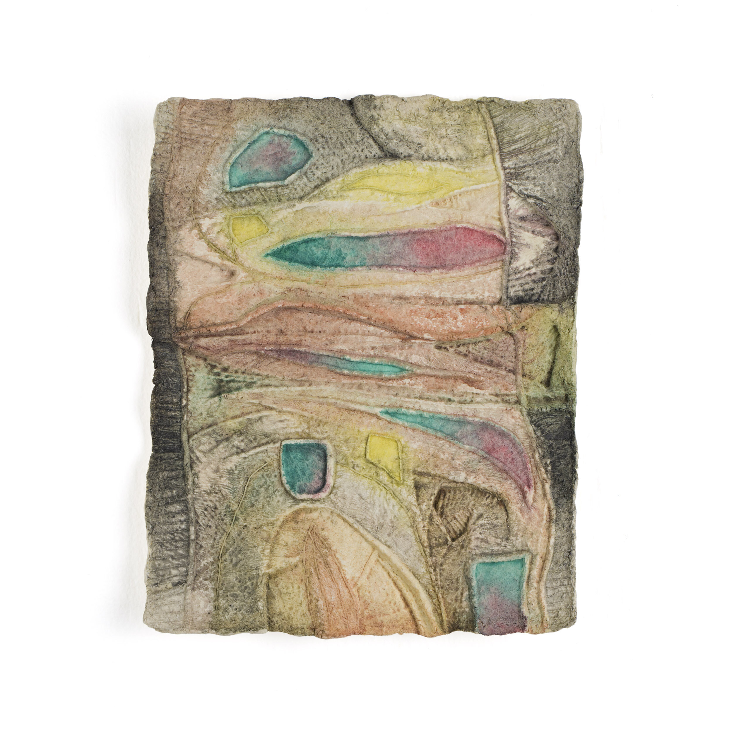  11 x 9 inches cast paper pulp with watercolor 