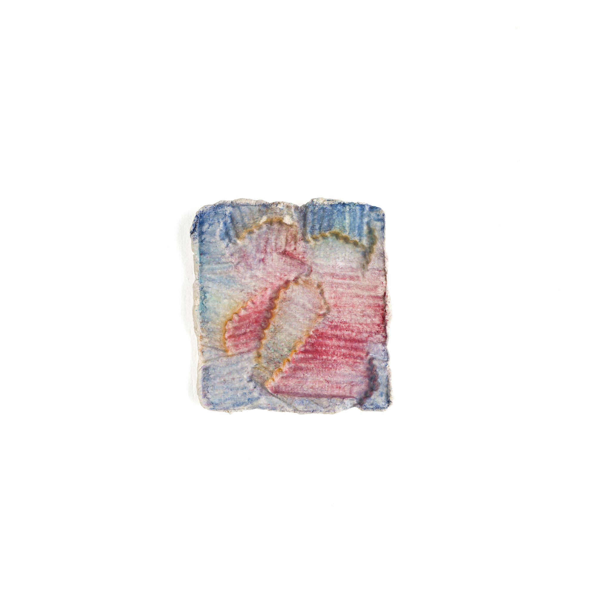  5 x 4.5 inches cast paper pulp with watercolor 