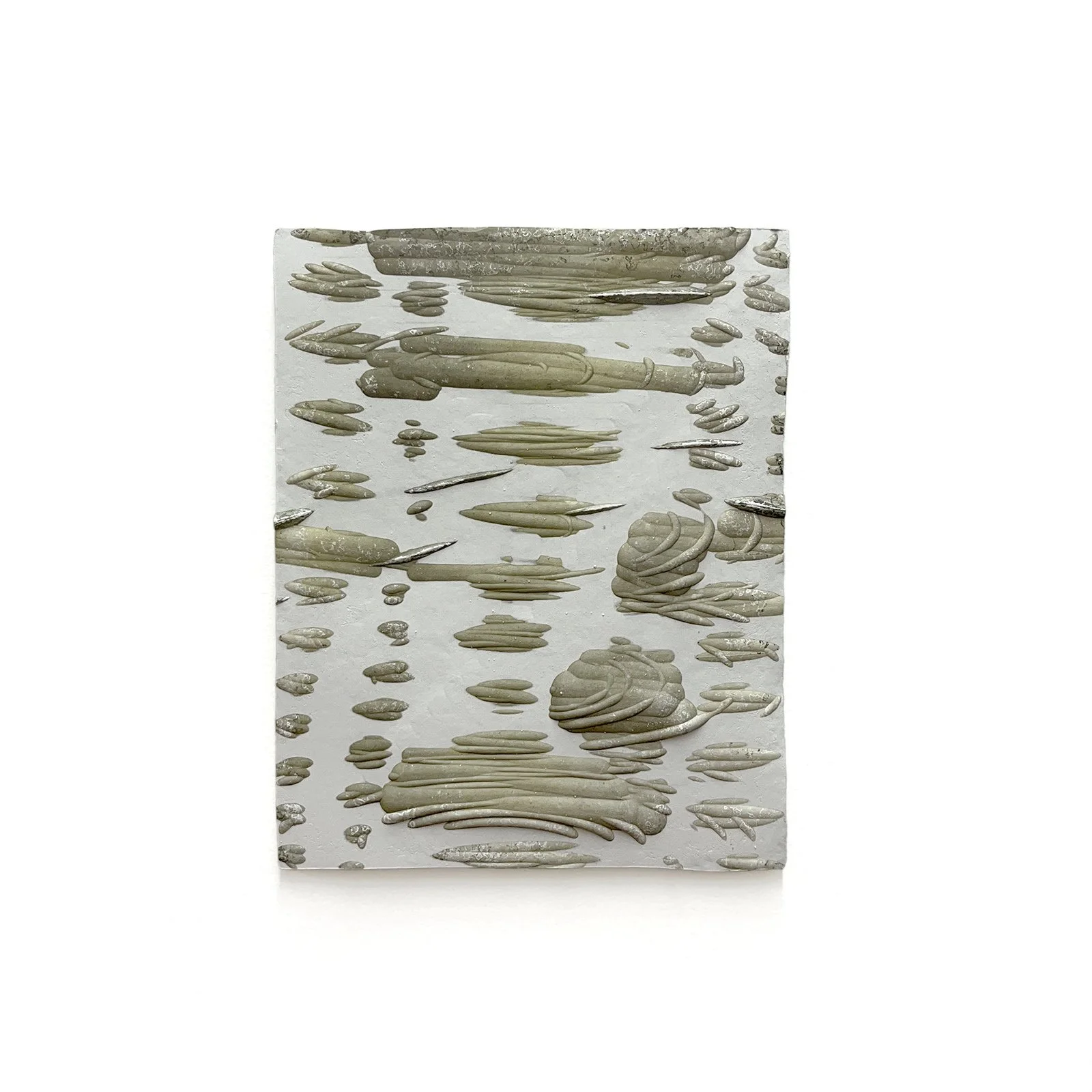  12 × 10 inches cast paper clay, watercolor 