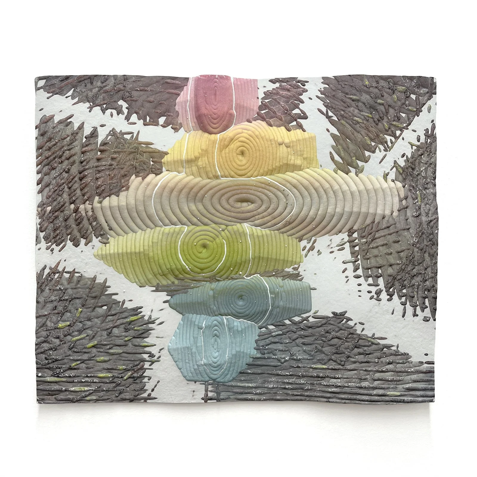  14 × 17 inches cast paper clay, watercolor 