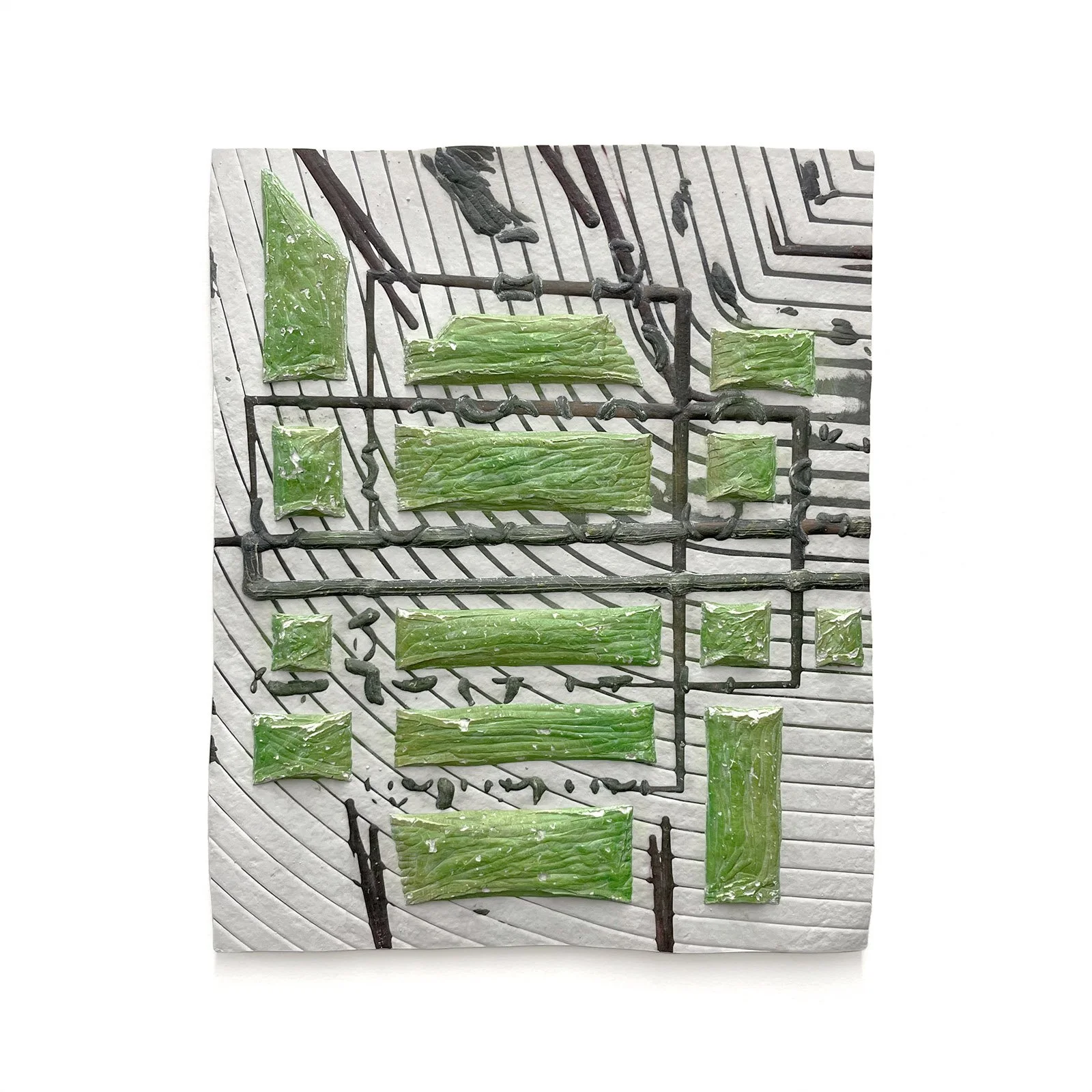  17 × 14 inches cast paper clay, watercolor 