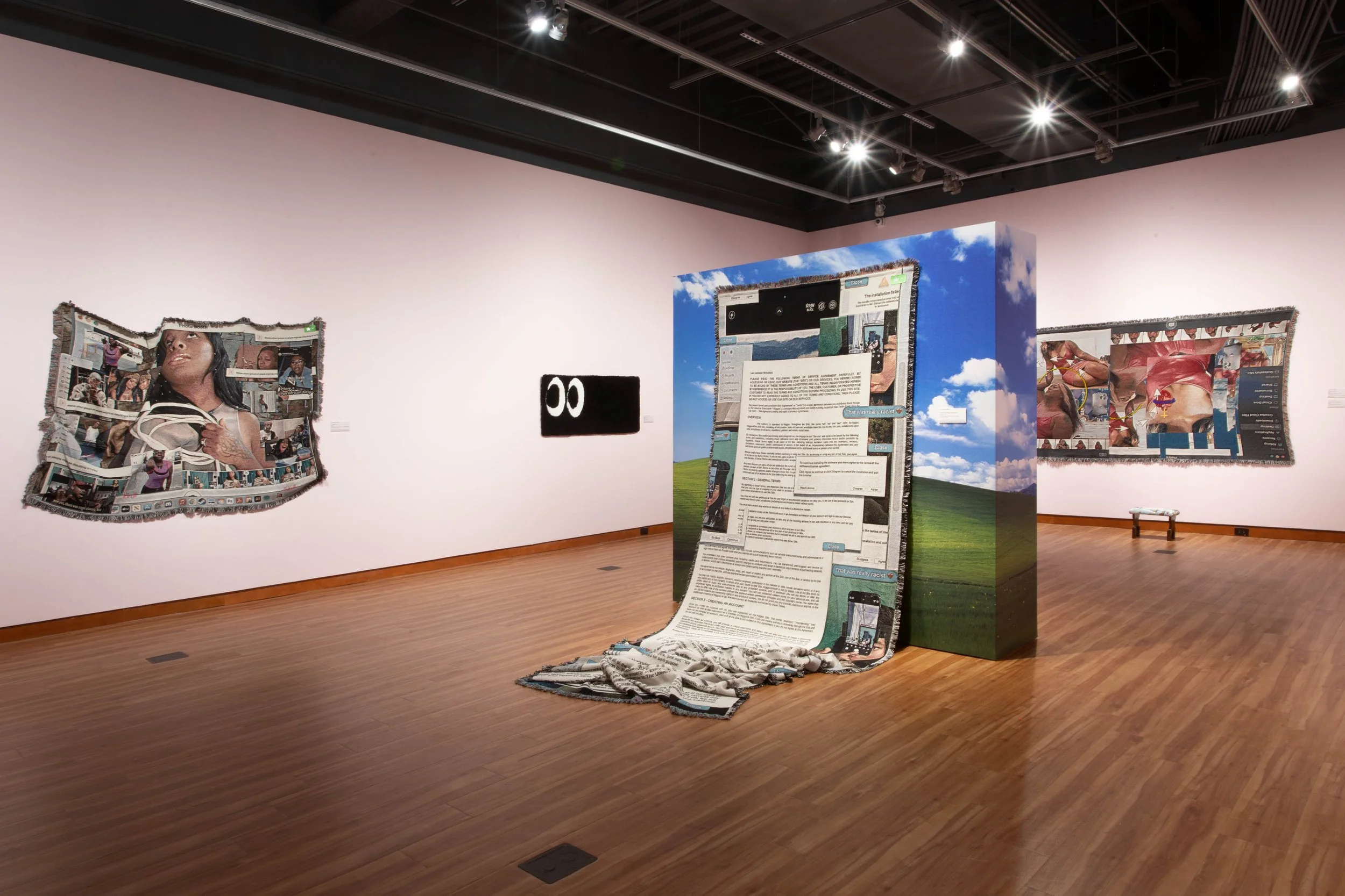 Installation view, Qualeasha Wood: code_anima , 2024, Harvey B. Gantt Center for African-American Arts + Culture, Photography by Christina Hussey.