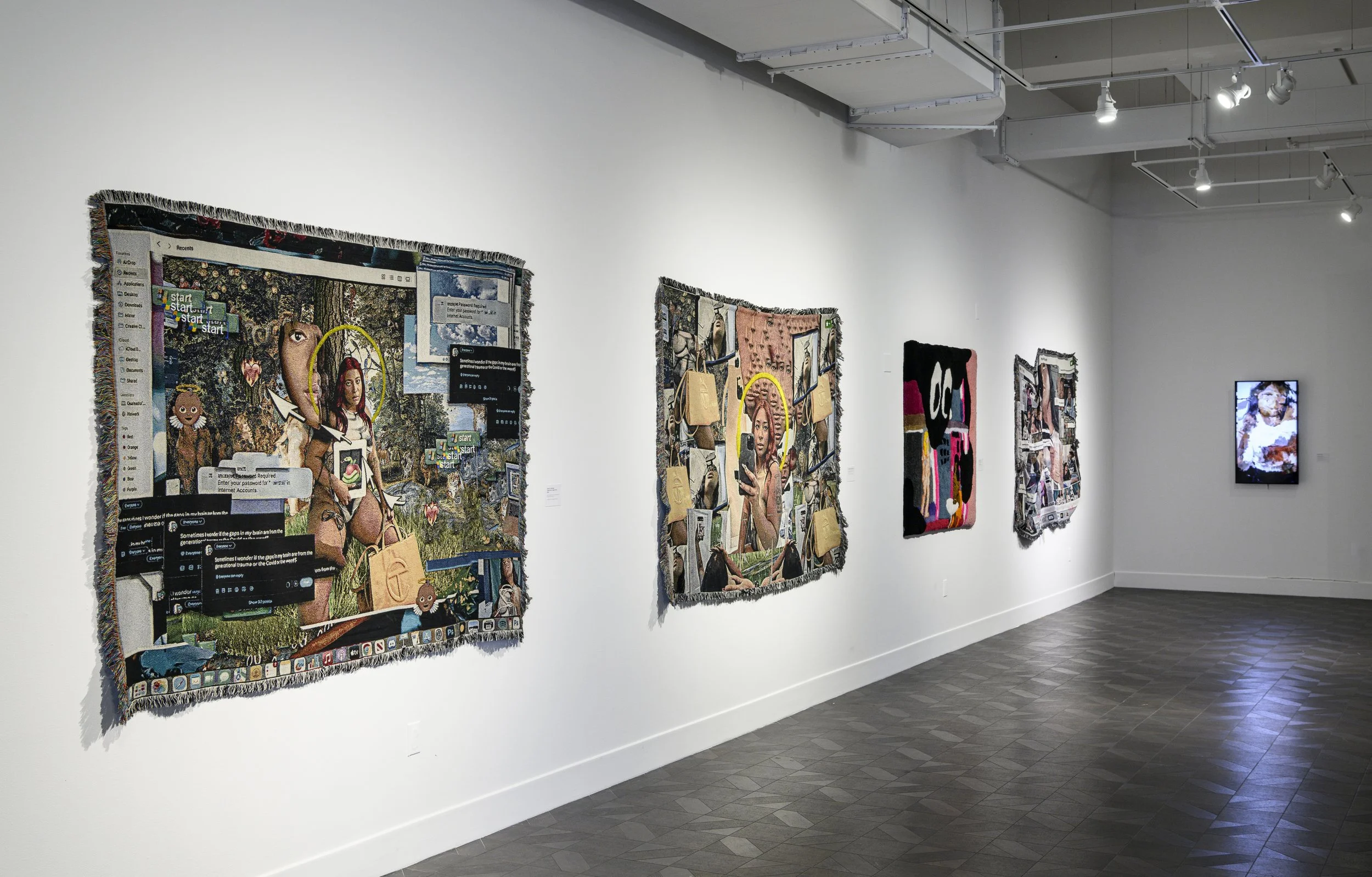  Installation view,  Qualeasha Wood: code_eden , 2025, Rowan University Art Gallery and Museum, Courtesy of Rowan University Art Gallery and Museum, Photography by Constance Mensh. 