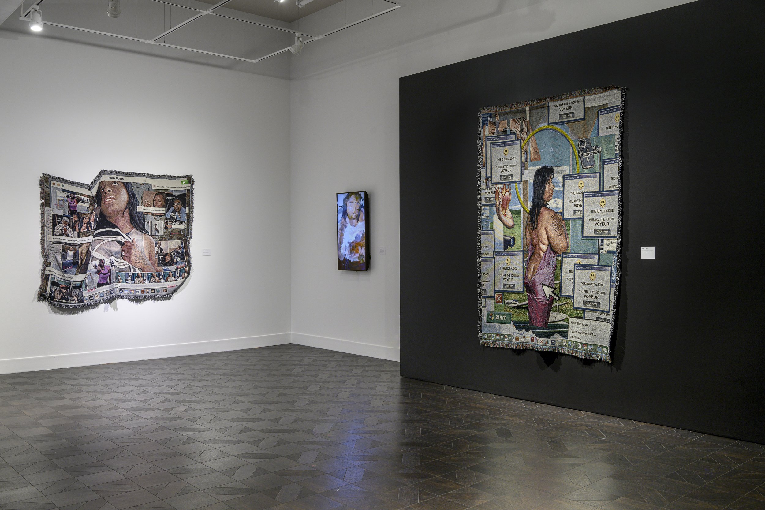  Installation view,  Qualeasha Wood: code_eden , 2025, Rowan University Art Gallery and Museum, Courtesy of Rowan University Art Gallery and Museum, Photography by Constance Mensh. 