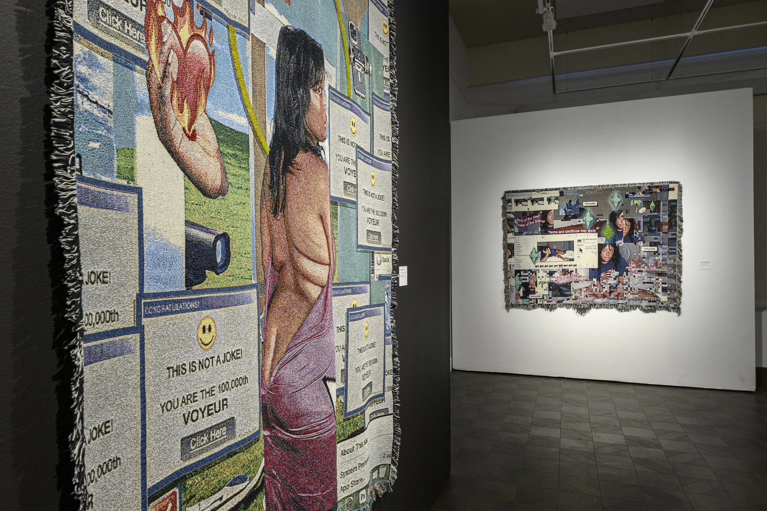  Installation view,  Qualeasha Wood: code_eden , 2025, Rowan University Art Gallery and Museum, Courtesy of Rowan University Art Gallery and Museum, Photography by Constance Mensh. 