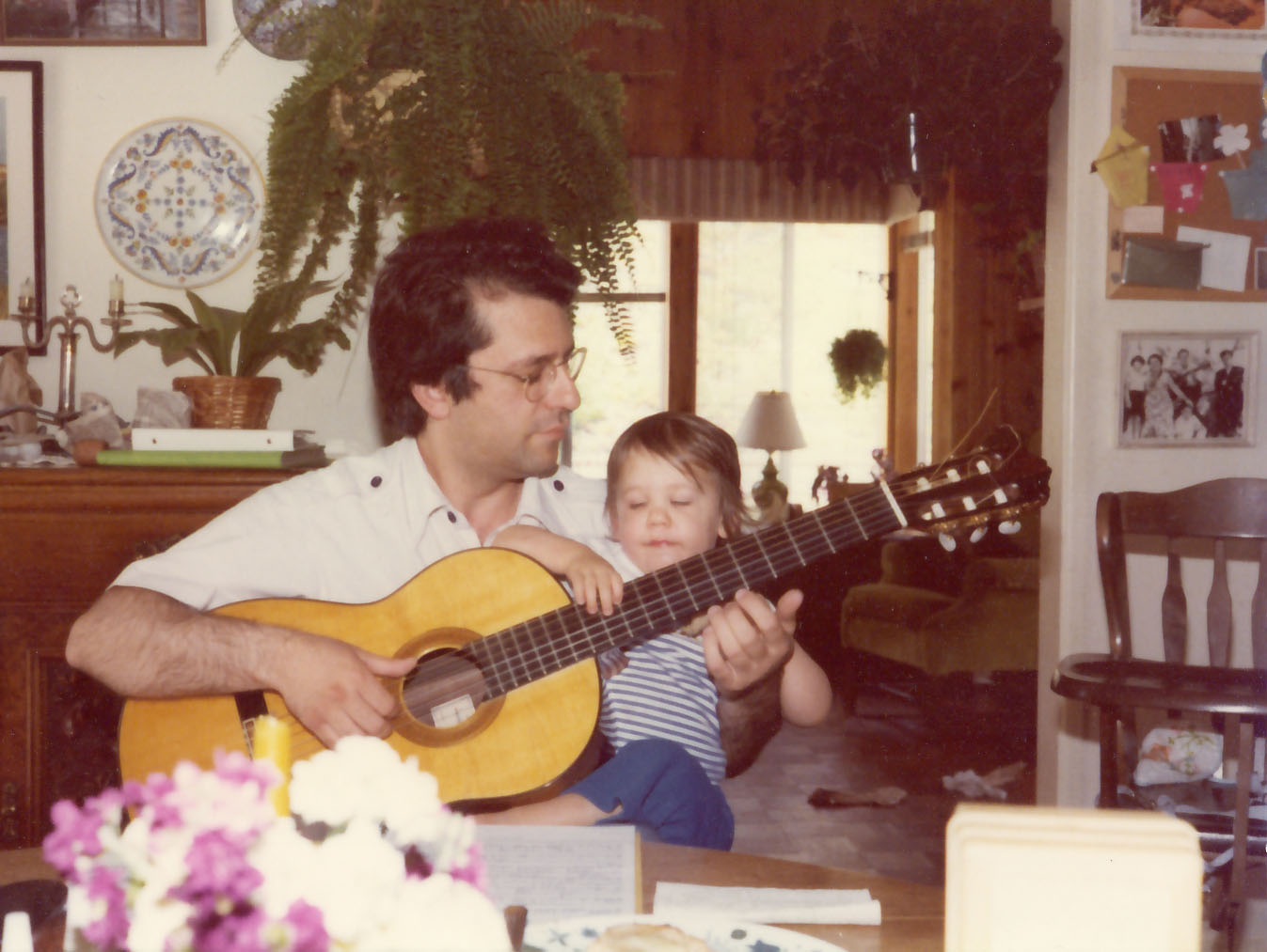 Pepe and son-first guitar lesson 1979