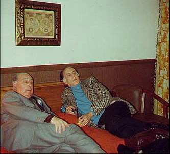 Resting in the hotel after a long day on tour,  Federico Moreno Torroba and Celedonio Romero.