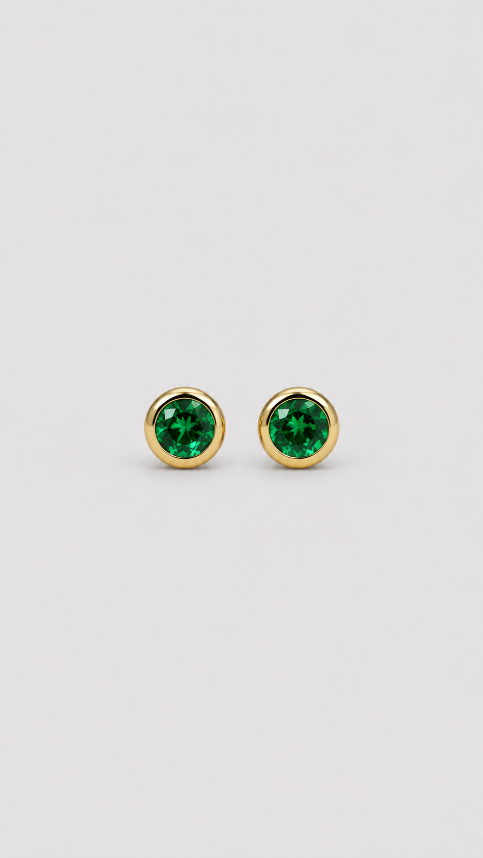 Emerald Bezel Studs in Yellow Gold