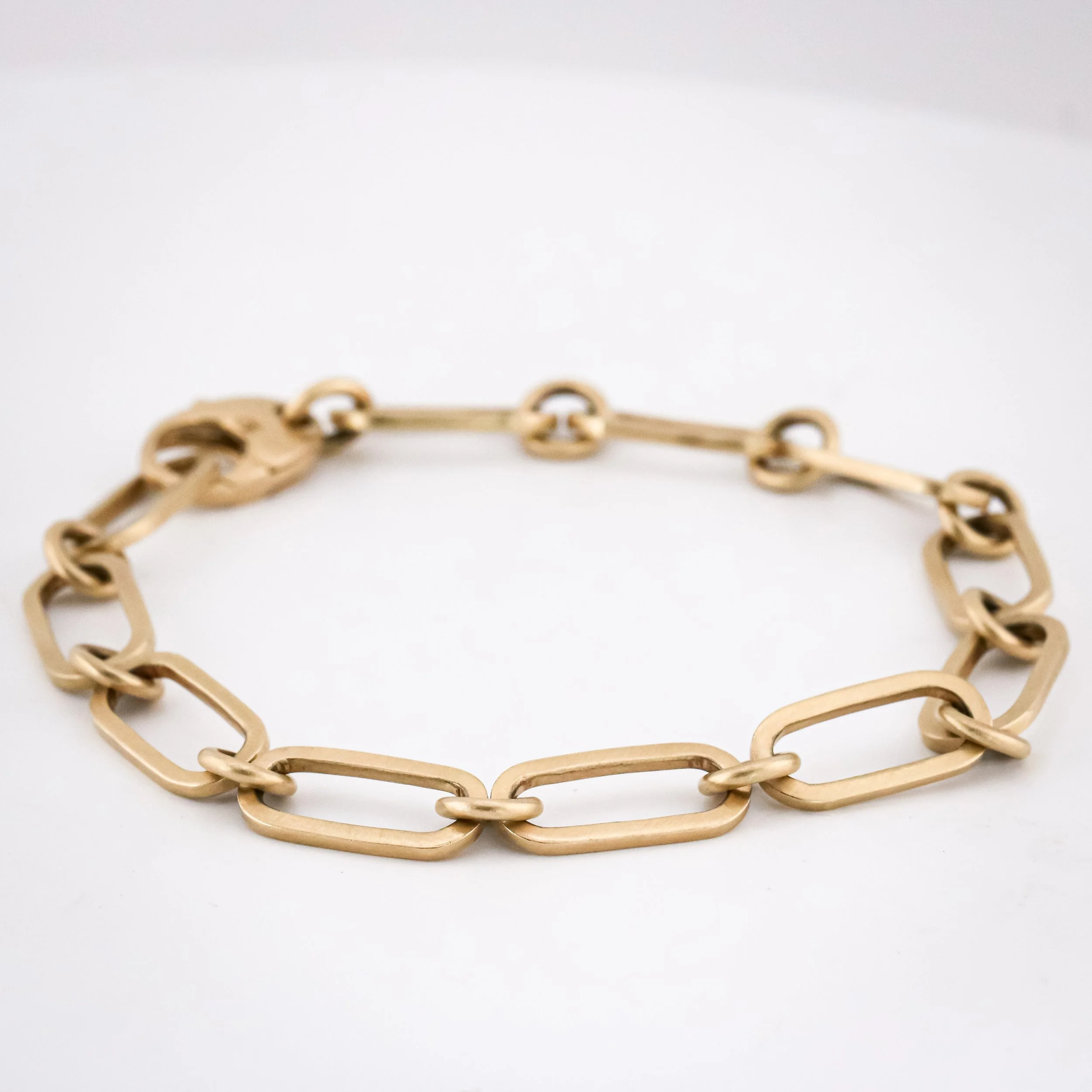 Gold Satin-Finished Oval Link Bracelet by Emily Triplett