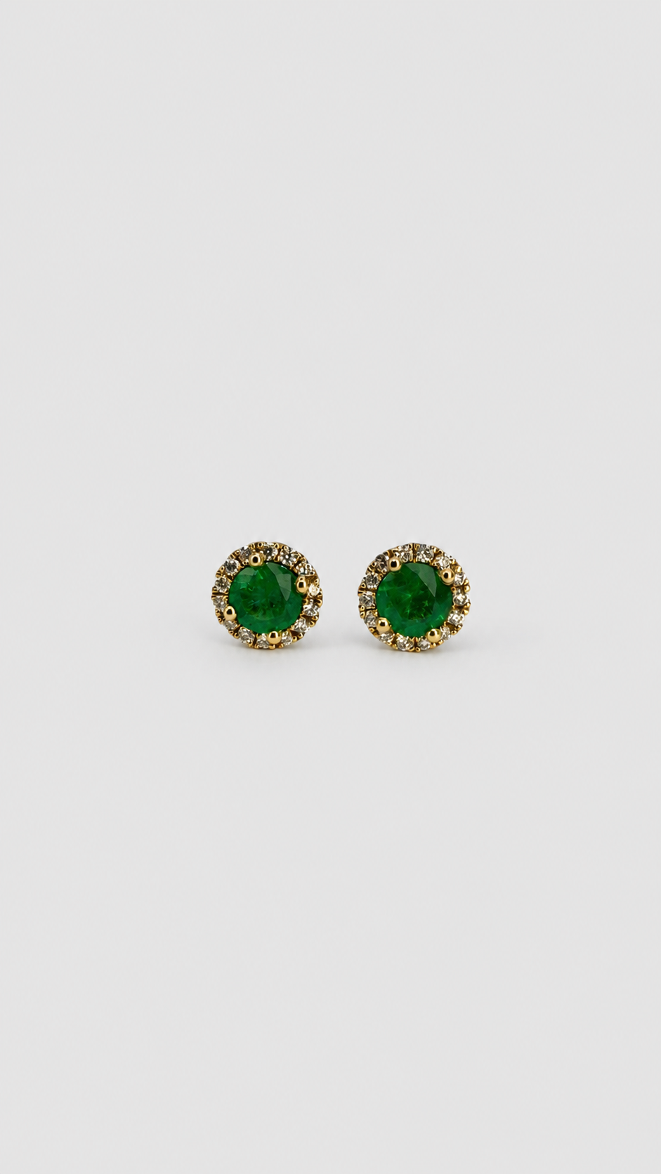 Emerald and Diamond Halo Studs
