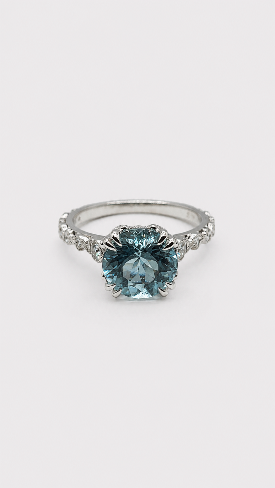 Aquamarine in the Engraved Accent Ring