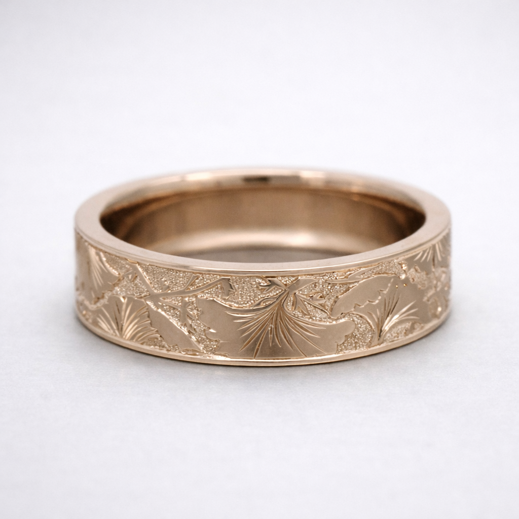 Ginko Leaf Rose Gold Band