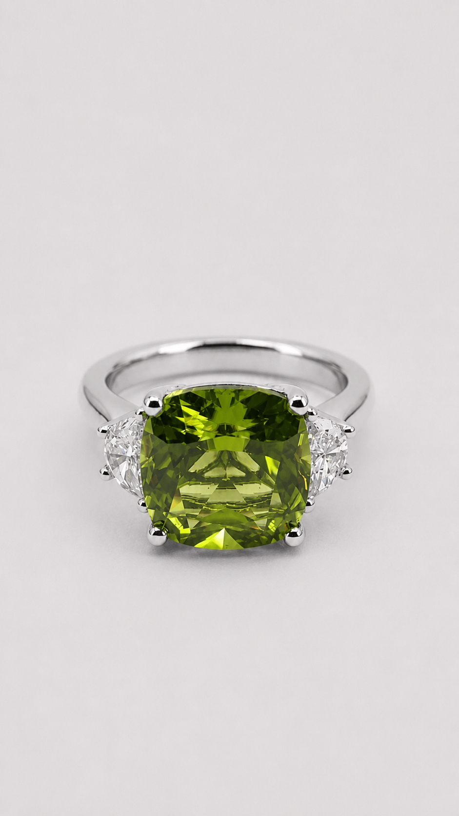 Peridot and Diamond Three-Stone Ring