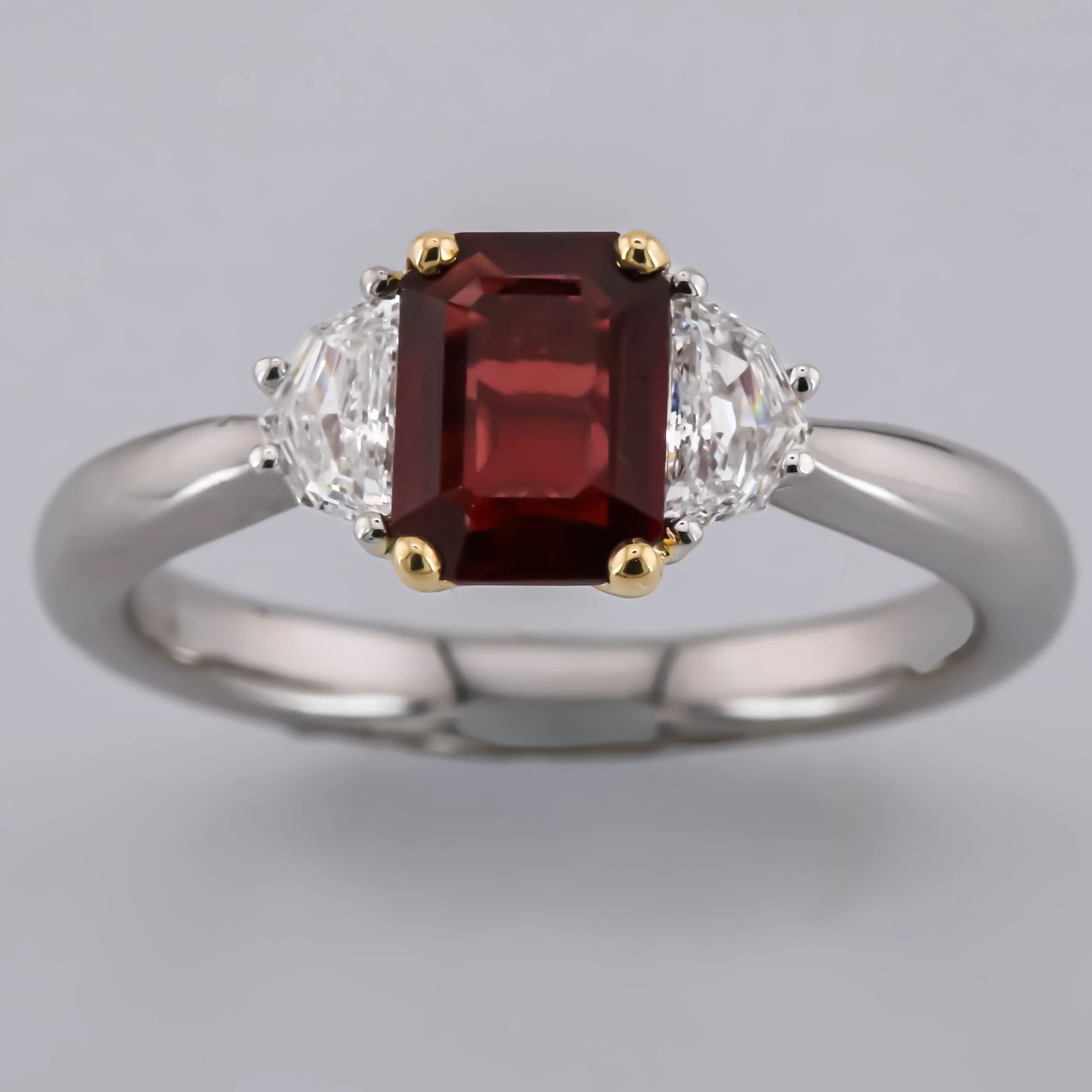 Ruby and Diamond Three-Stone Ring