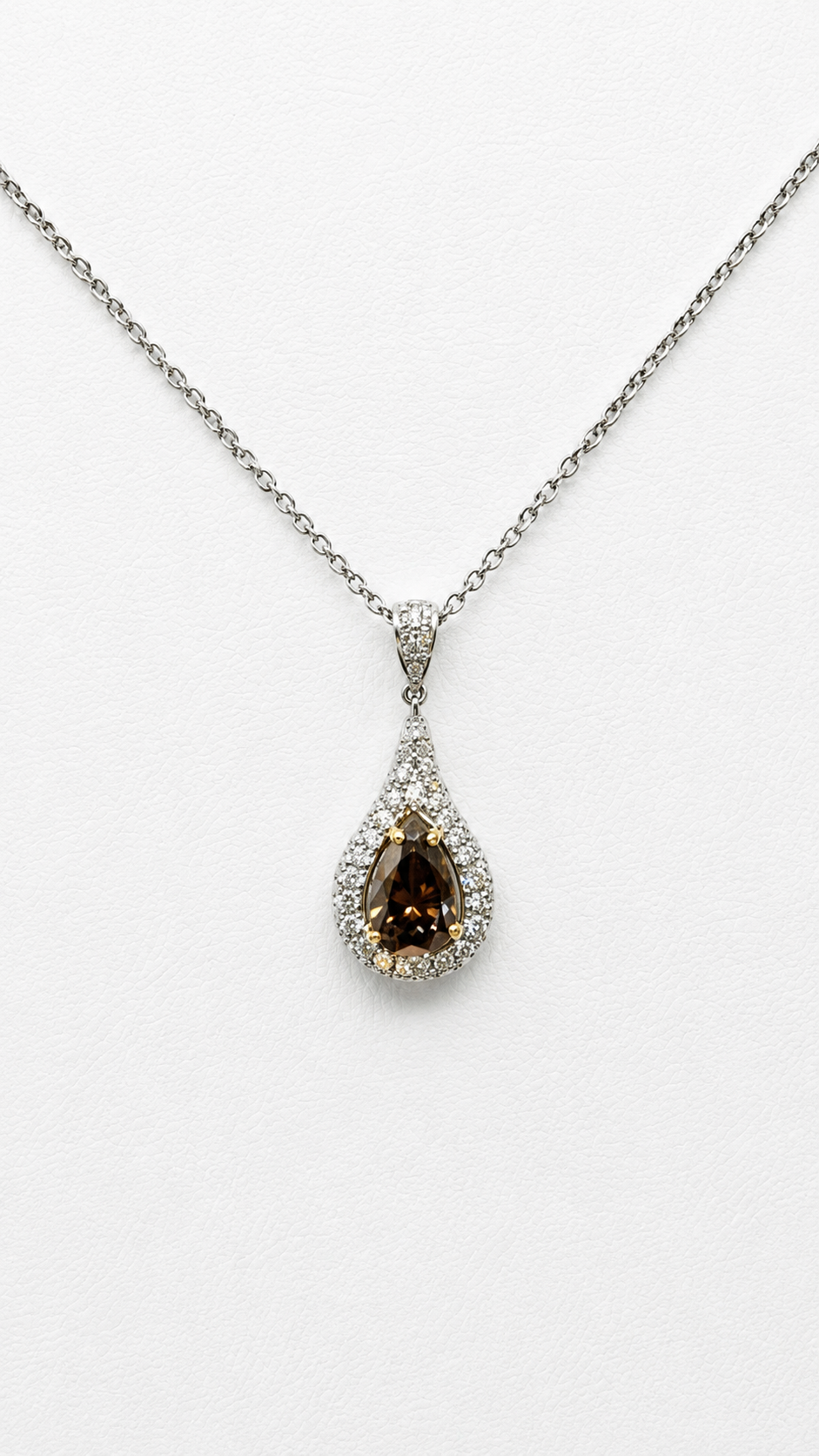 Brown Diamond Teardrop Pave Pendant