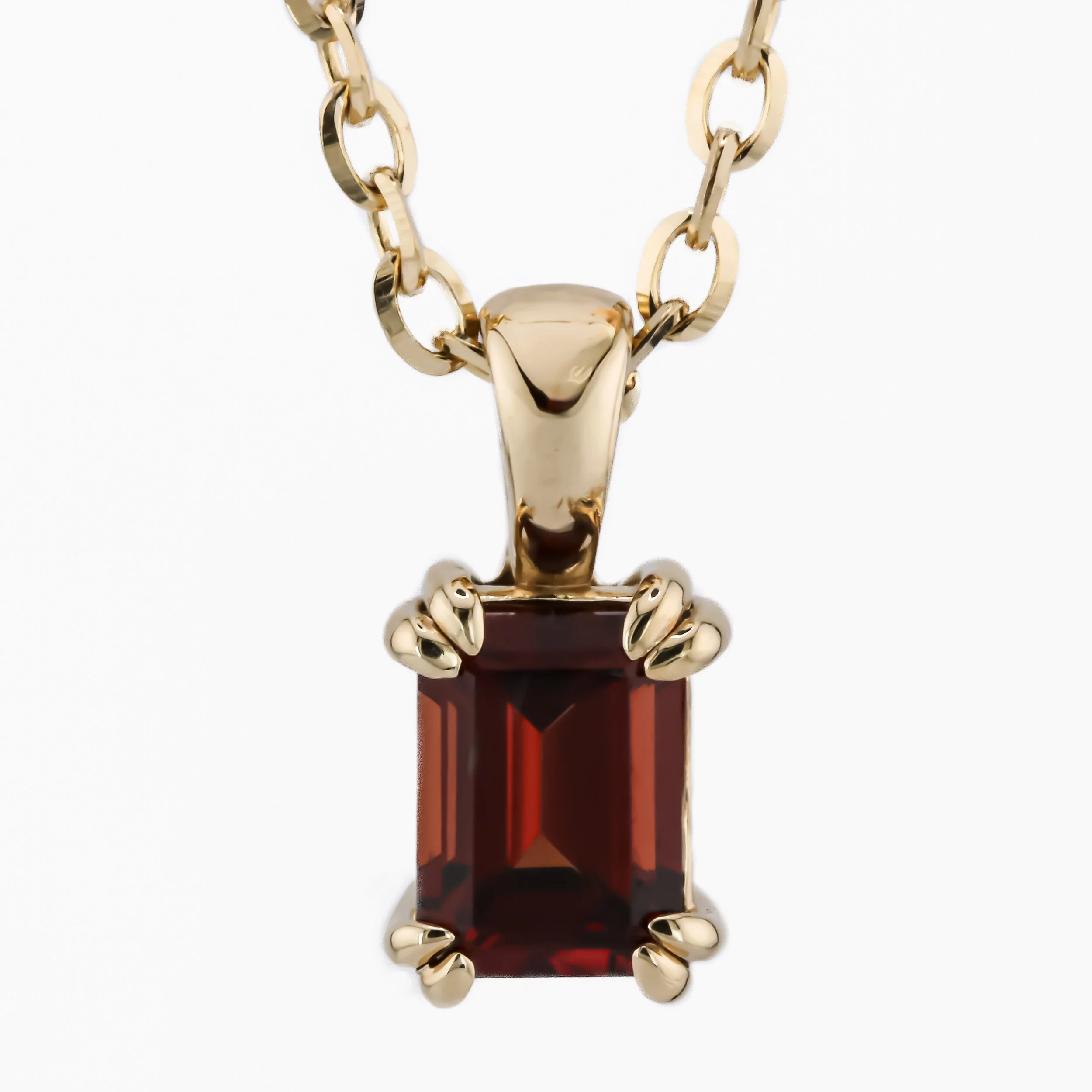 Red Garnet Double-Claw Prong Pendant