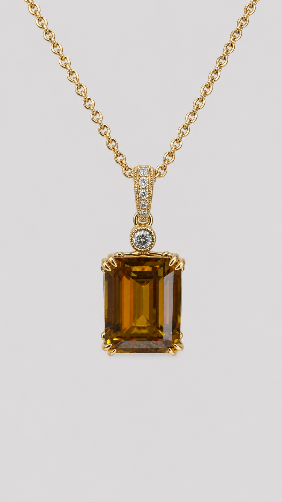 Sphene & Diamond Accent Pendant