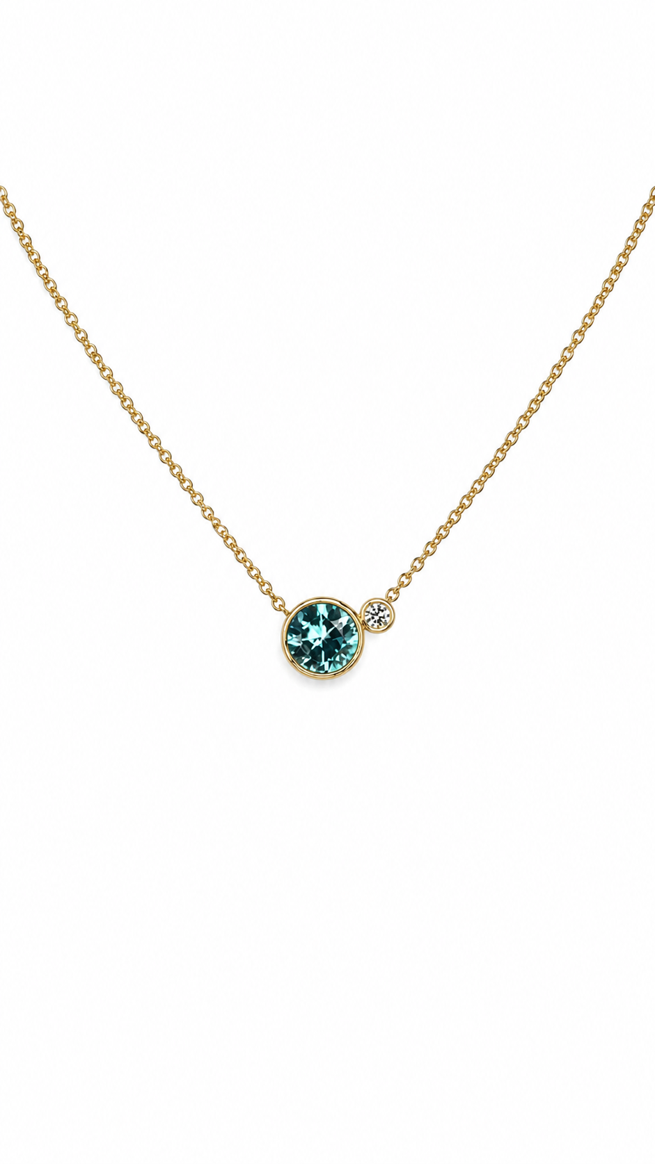 Zircon Two-Stone Bezel Necklace