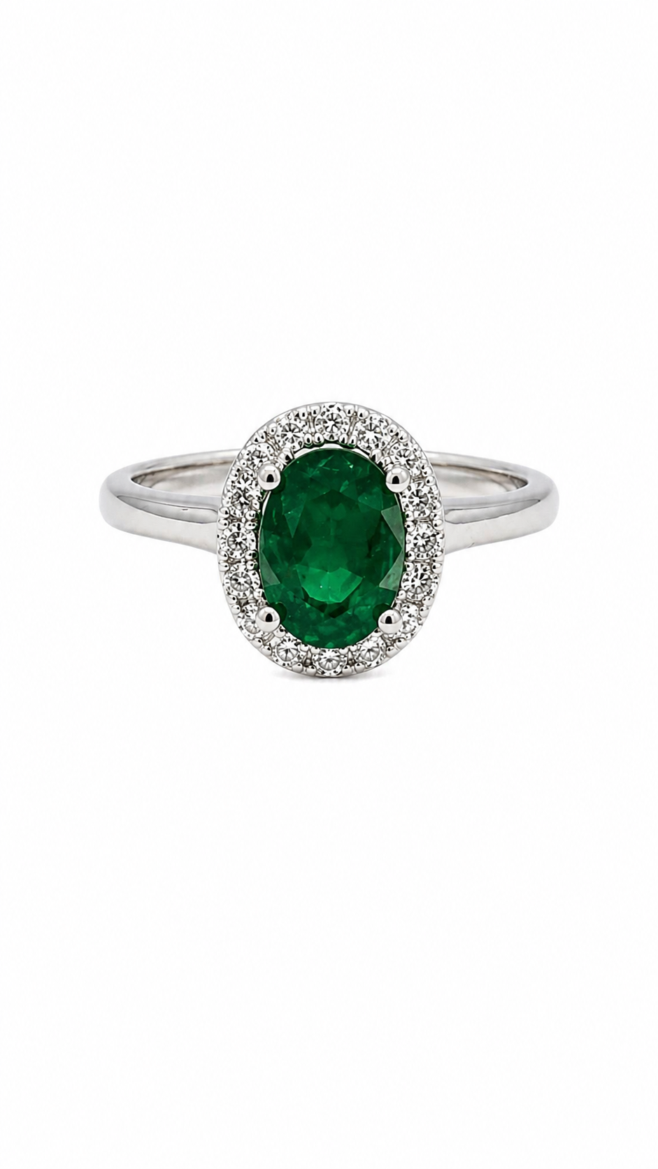 Emerald Oval-Halo Ring