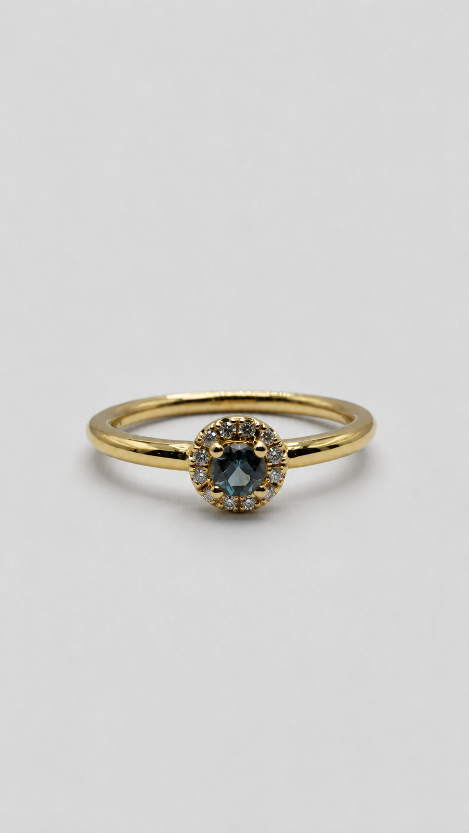 Dainty Alexandrite & Diamond Halo Ring