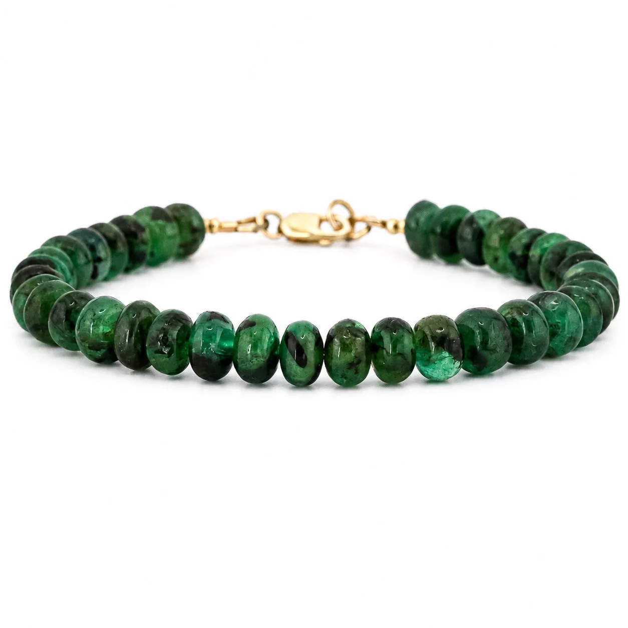 Green Emerald Rondelle Beaded Bracelet