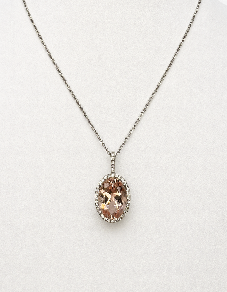Oval Morganite Pendant Necklace