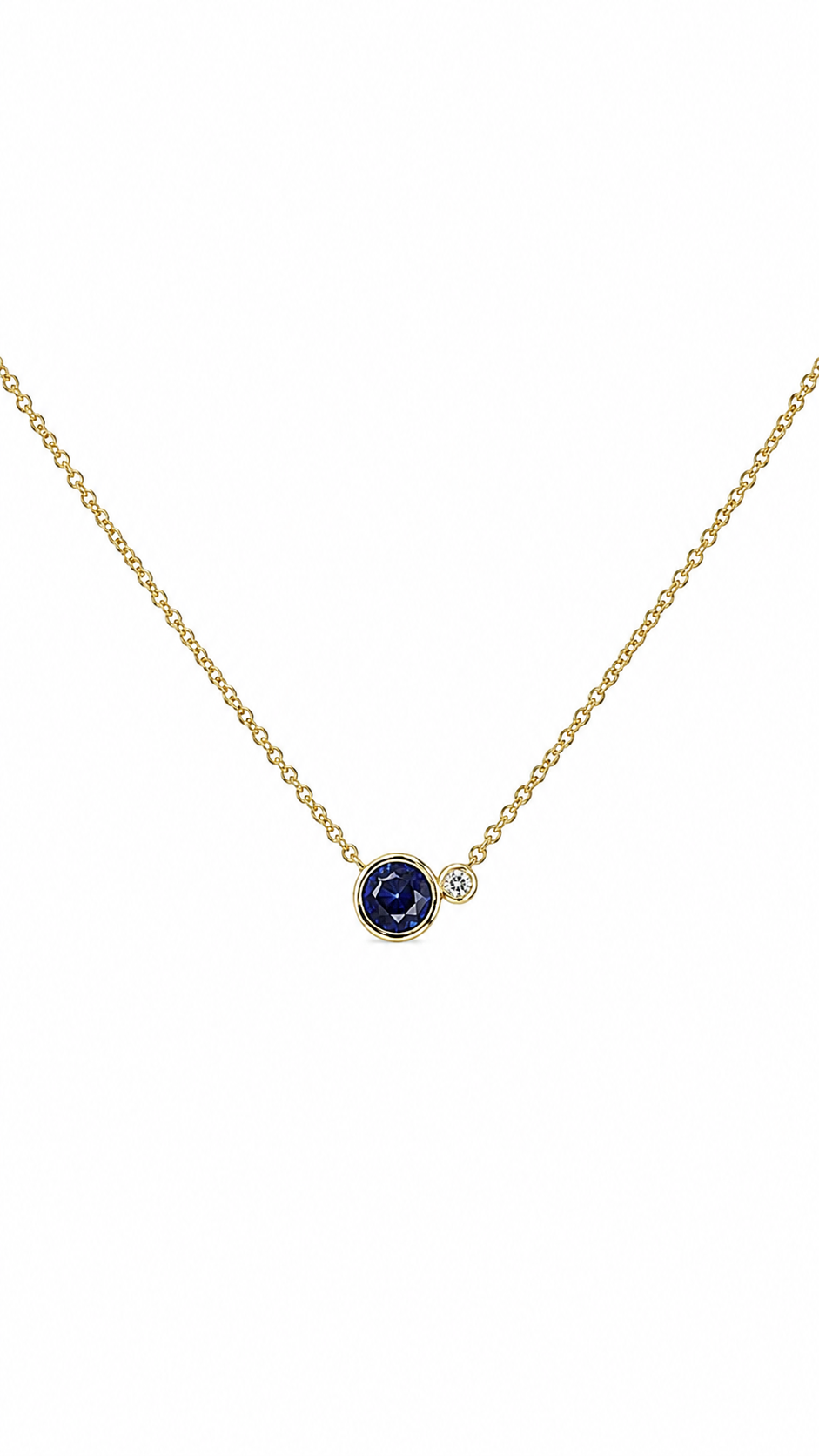 Sapphire Two-Stone Bezel Necklace in Yellow Gold