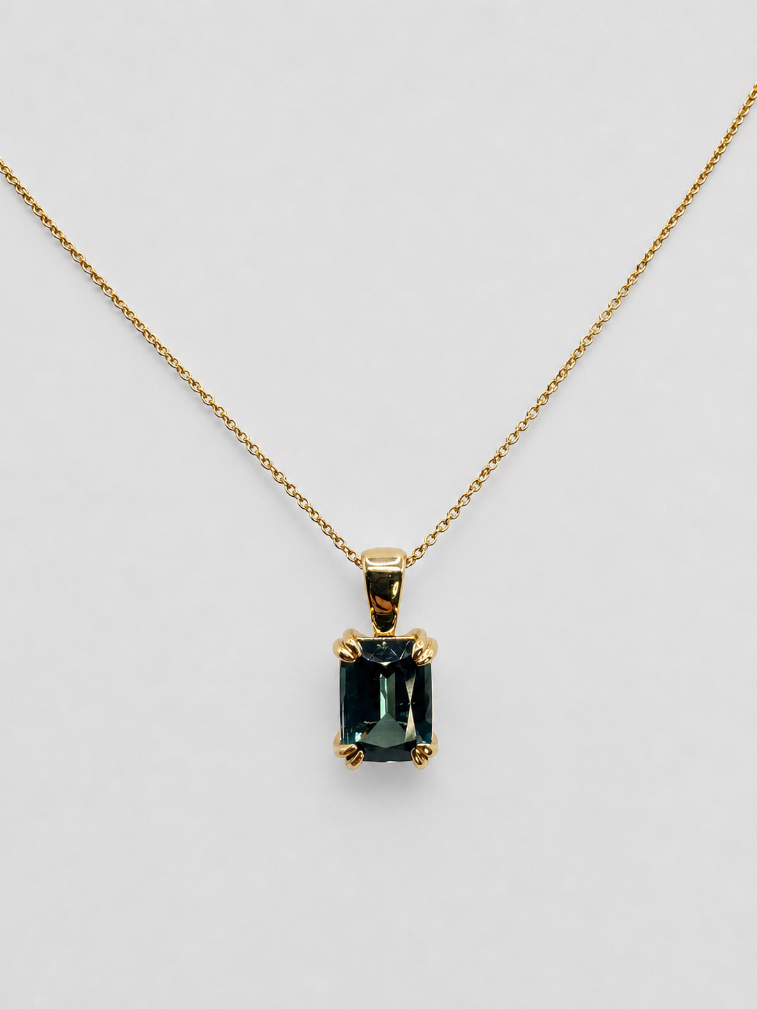 Indicolite Tourmaline Double Claw Pendant Necklace