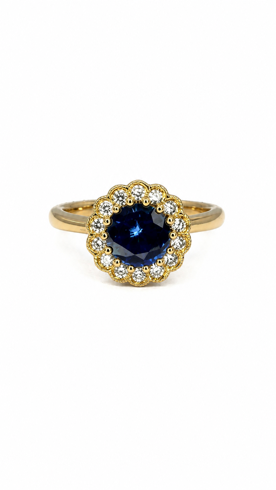 Floral Halo Sapphire Ring