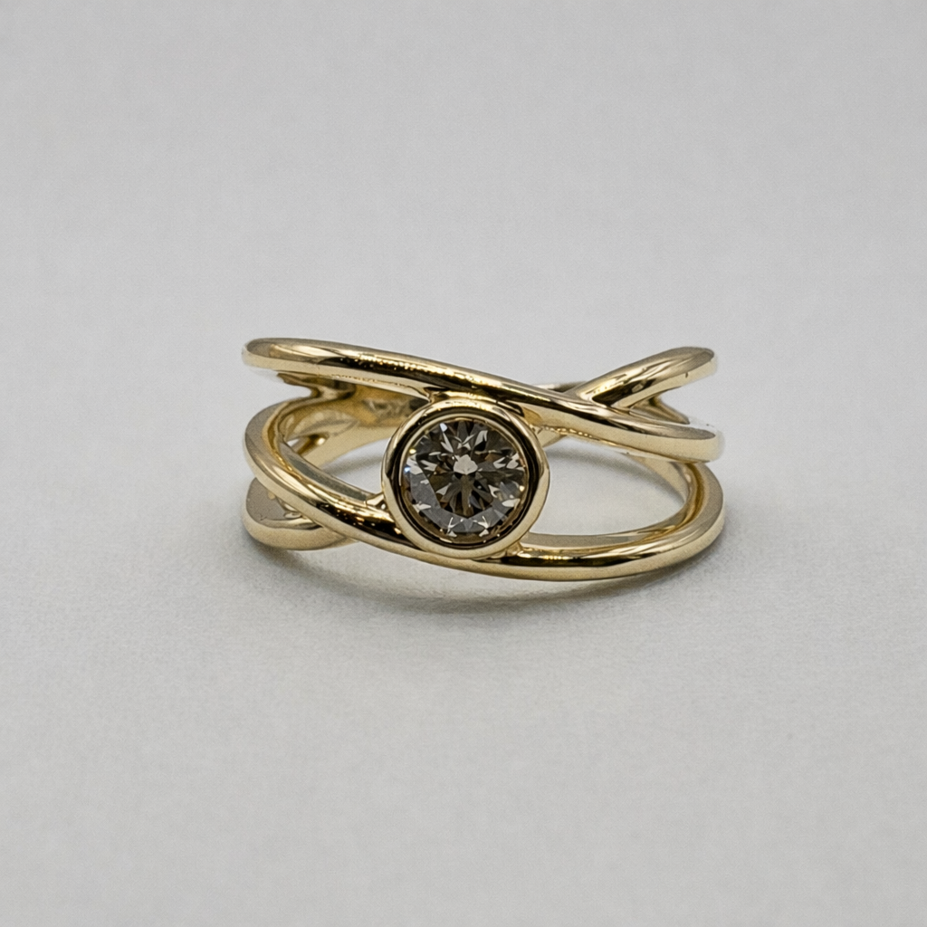 Freeform Champagne Diamond Ring