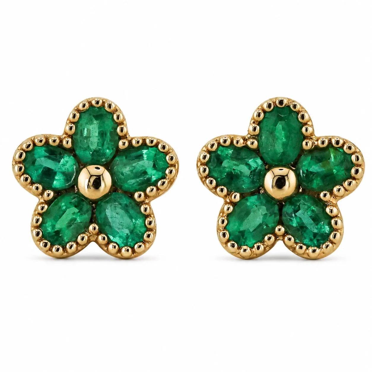 The Petal Studs in Emerald