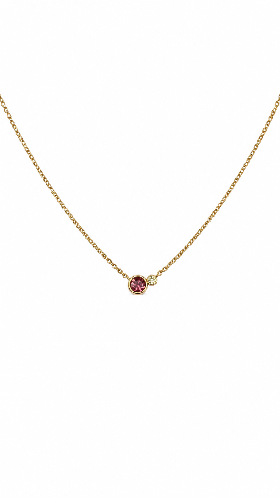 Ruby Two-Stone Bezel Necklace in Yellow Gold