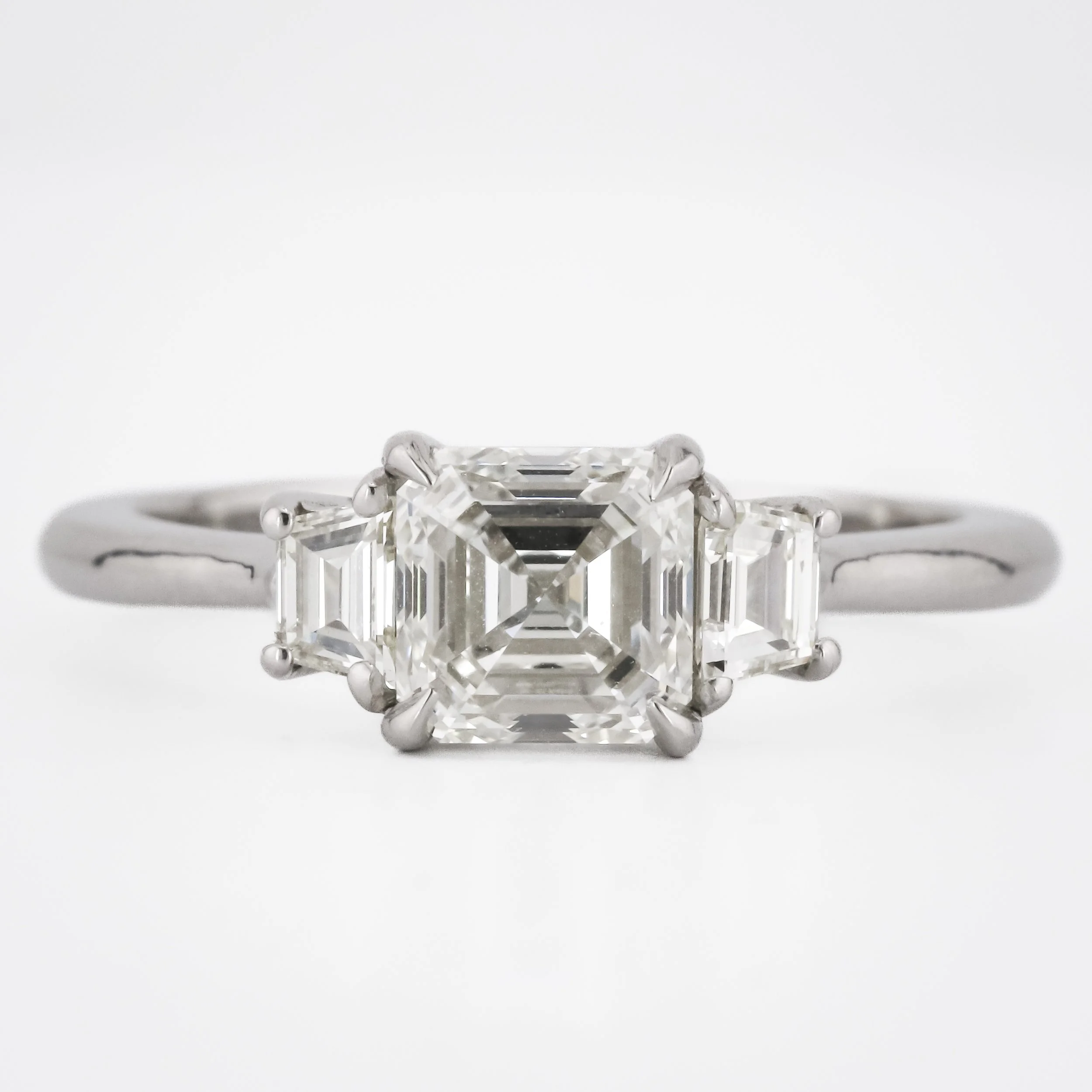 Three-Stone Square Emerald-Cut Engagement Ring