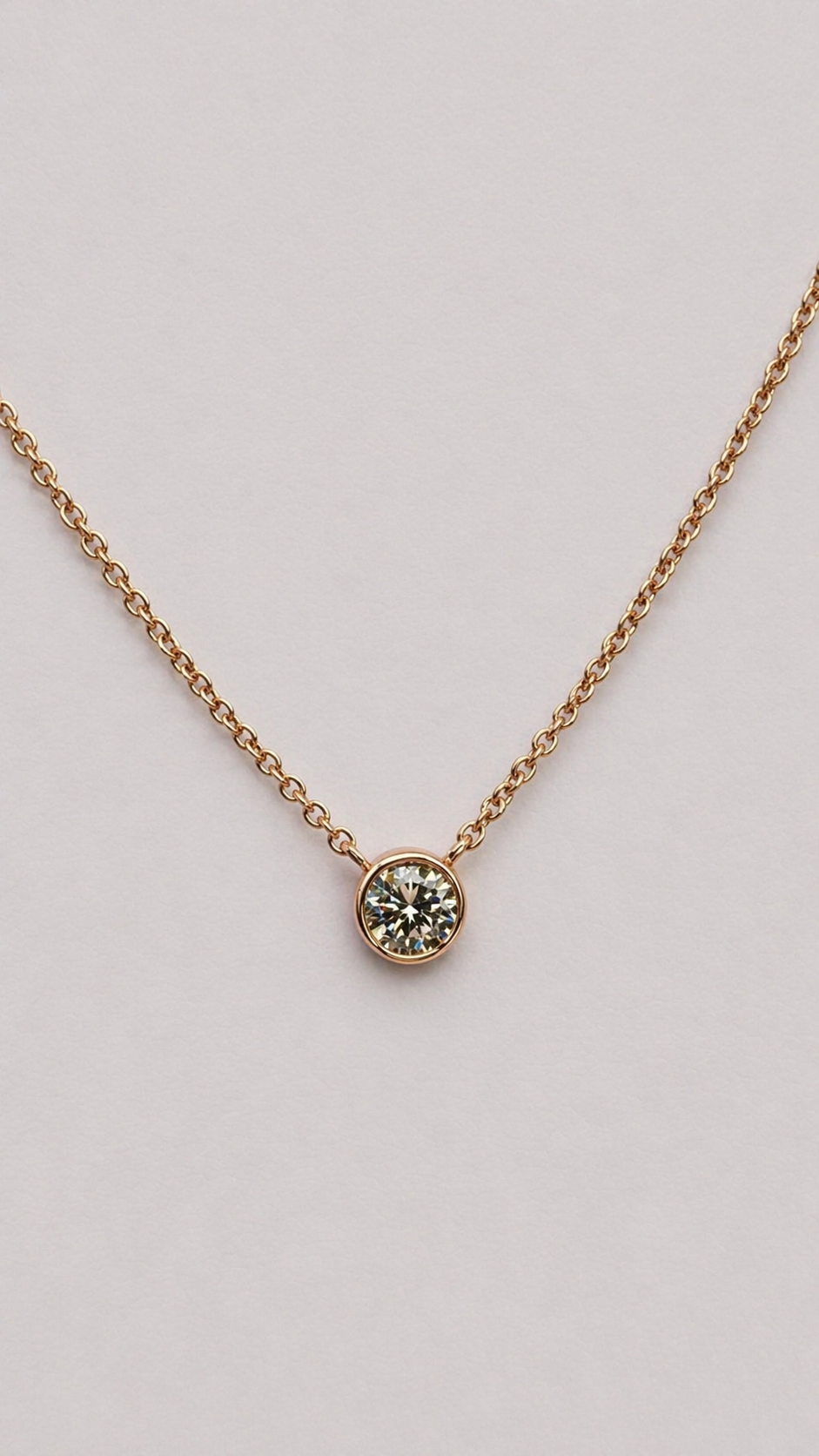 Rose Gold Solitaire Bezel Necklace