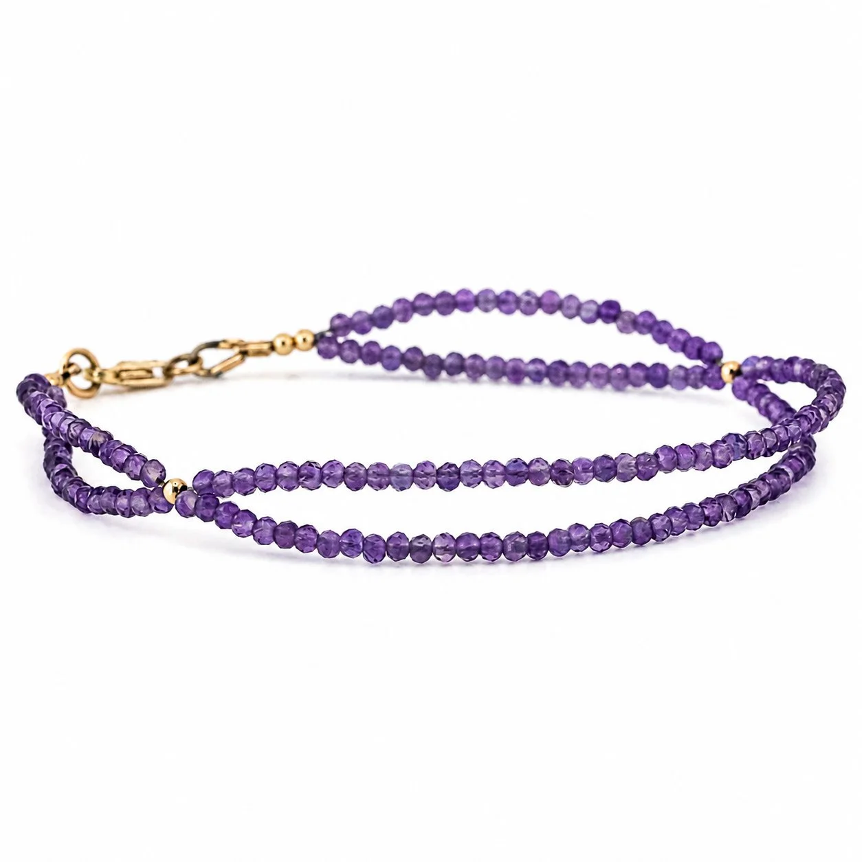 Double Layered Amethyst Beaded Bracelet