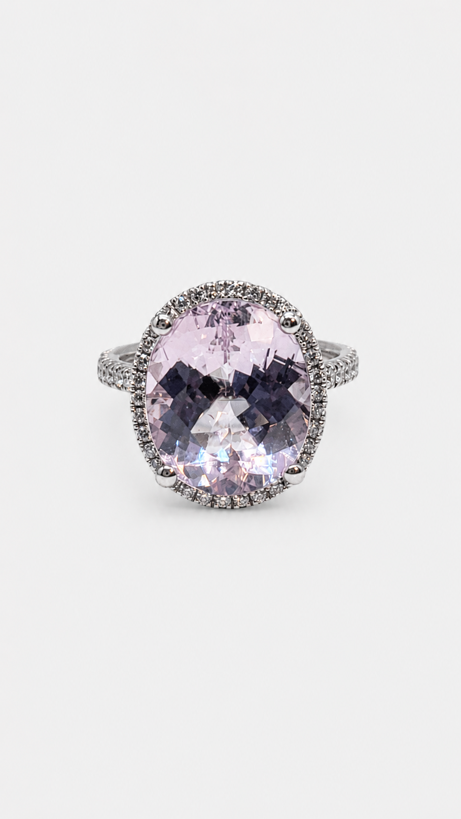 Pink Topaz Oval & Diamond Halo Ring