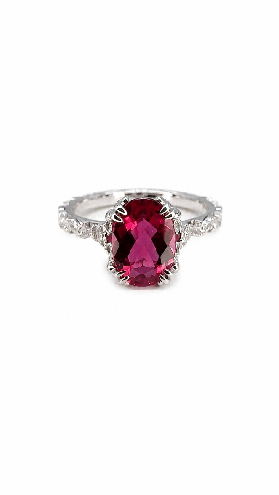 Pink Tourmaline in the Engraved Accent Band