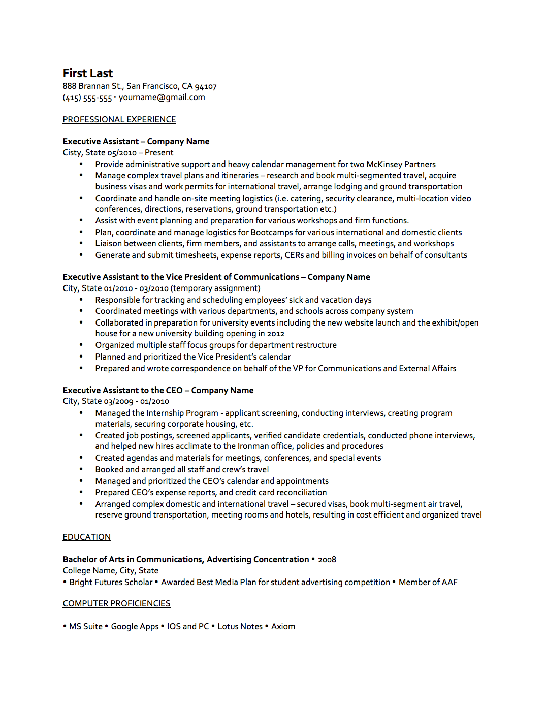 Sample Resume 2