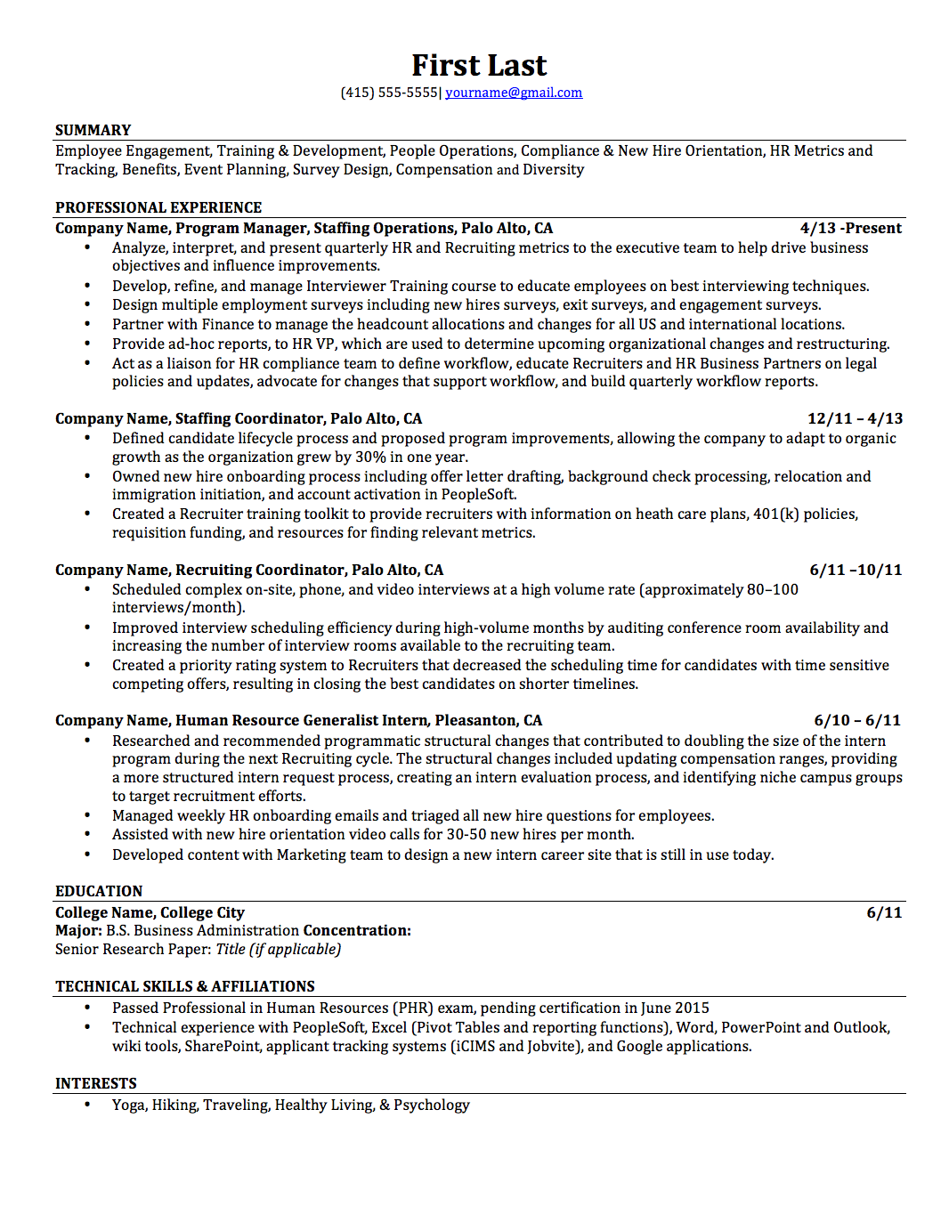 Sample Resume 3