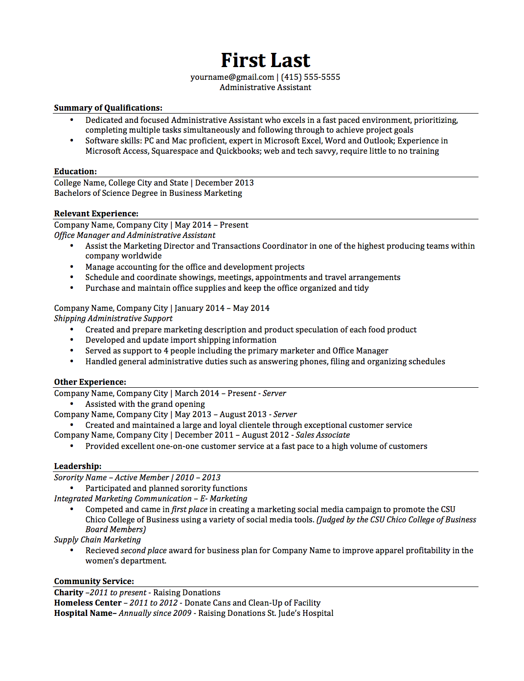 Sample Resume 4