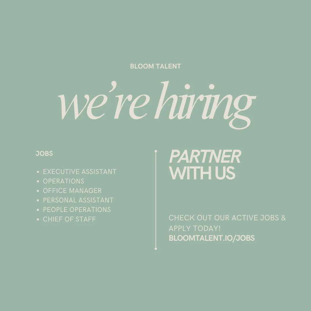 Are you on the market for a new role?! The fall hiring season is in full swing! Check out our job board for a full listing bloomtalent.io/jobs ✨