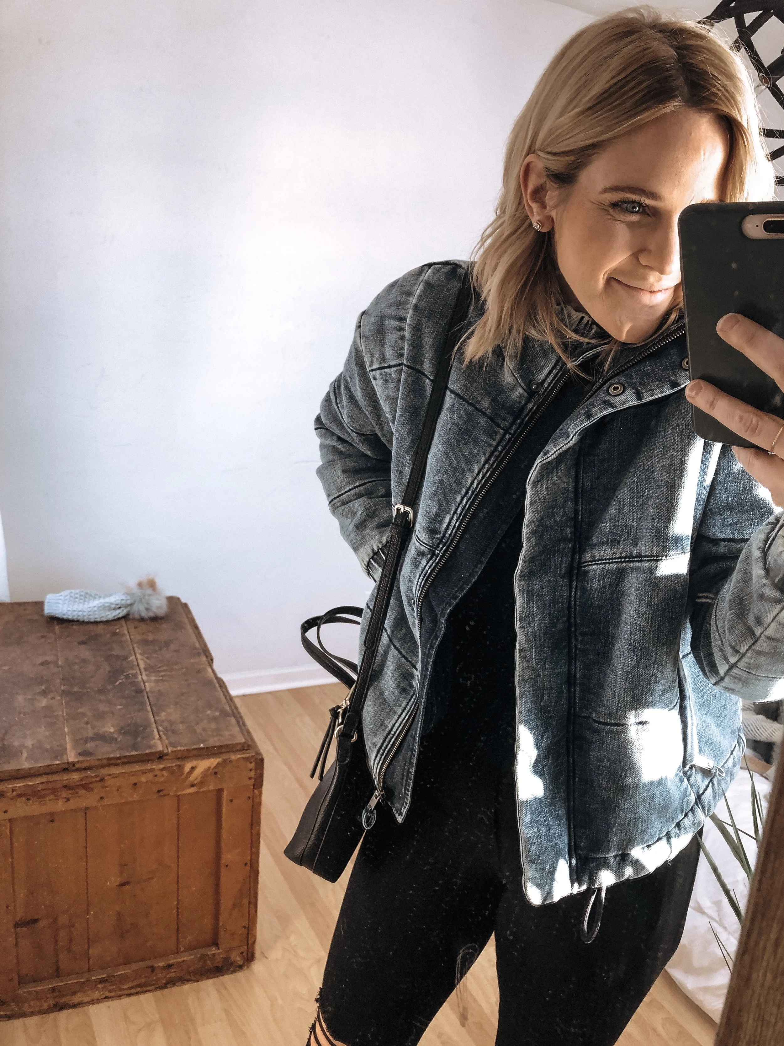 american eagle denim puffer jacket