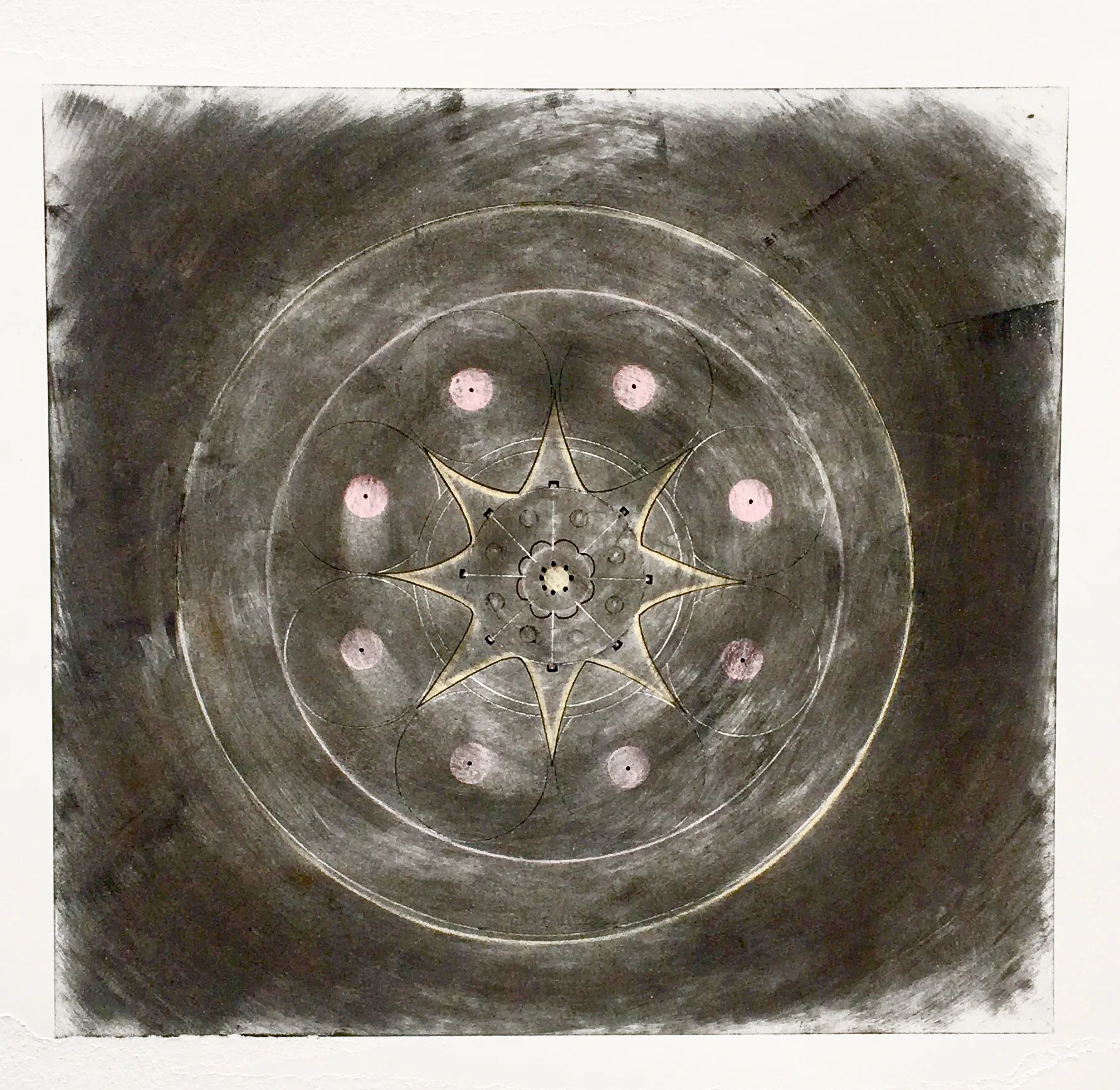 Missing One - 18 X 18 Impressed Line, Ink, Pencil, and Charcoal on Bristol