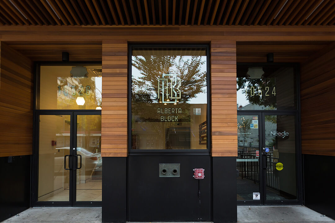 Interdisciplinary studio Land Faculty designed the historic Alberta Block’s new monogram. Image Credit: Land Faculty )