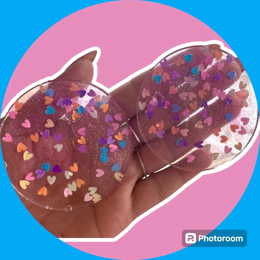 Clear Glitter Heart Confetti Earrings